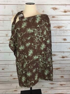 Bebe Au Lait Nursing Cover Cotton Green & Brown Peacock Feather Print